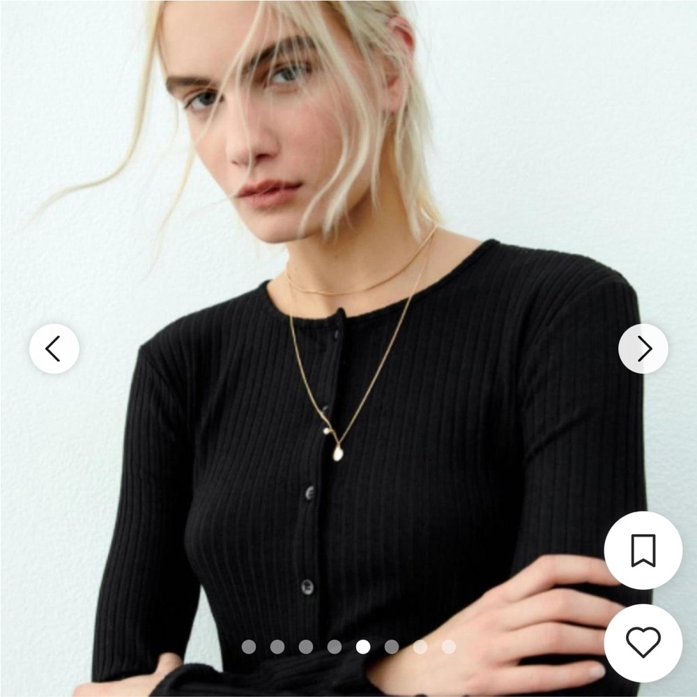 Zara Black Ribbed Button-Front Midi Dress - Picture 2 of 8